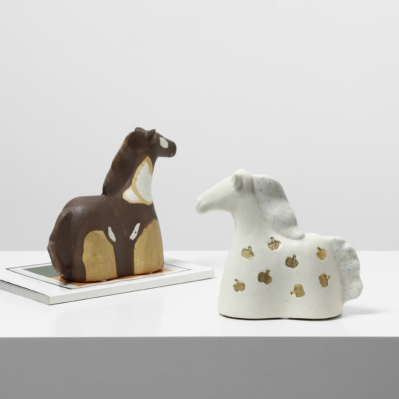 Modern Abstract Hand-Painted Pony Ceramic Ornament