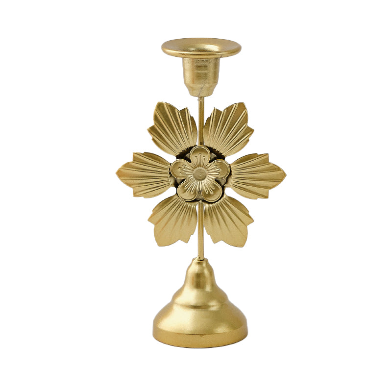 Retro dining table decor: vintage candlelight dinner accessories, minimalist candle holders and ornaments