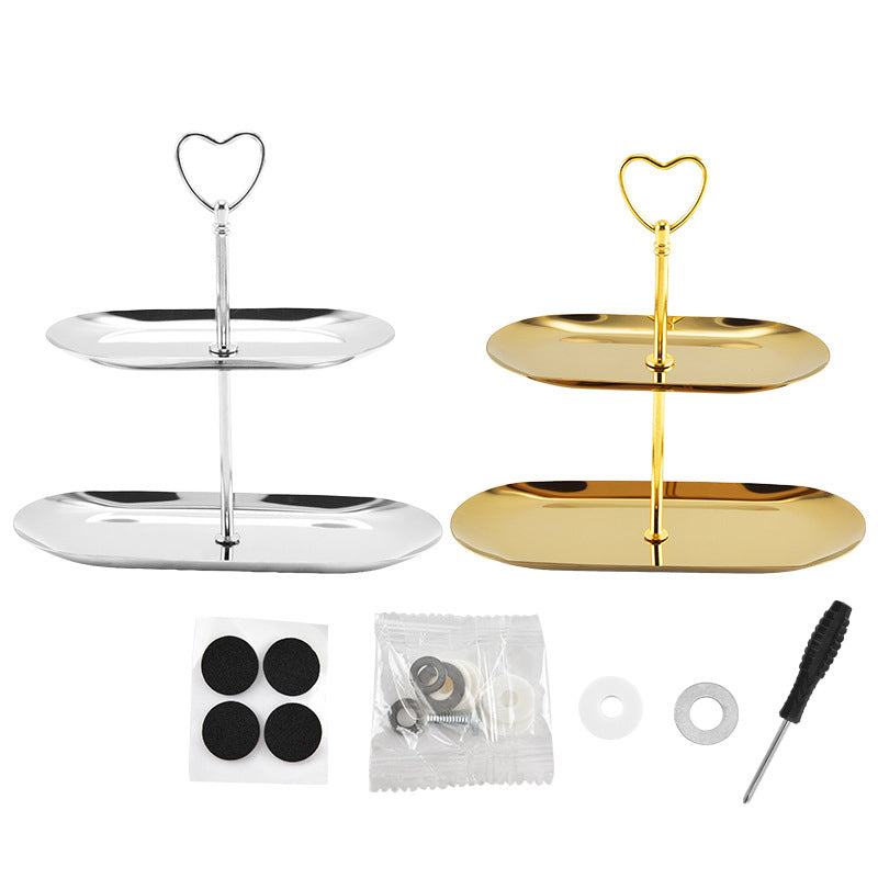 Stainless steel oval decorative snack stand in a light luxury style