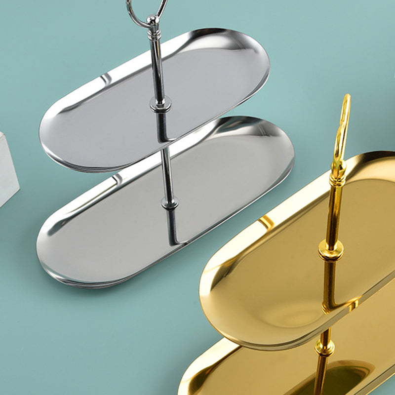 Stainless steel oval decorative snack stand in a light luxury style