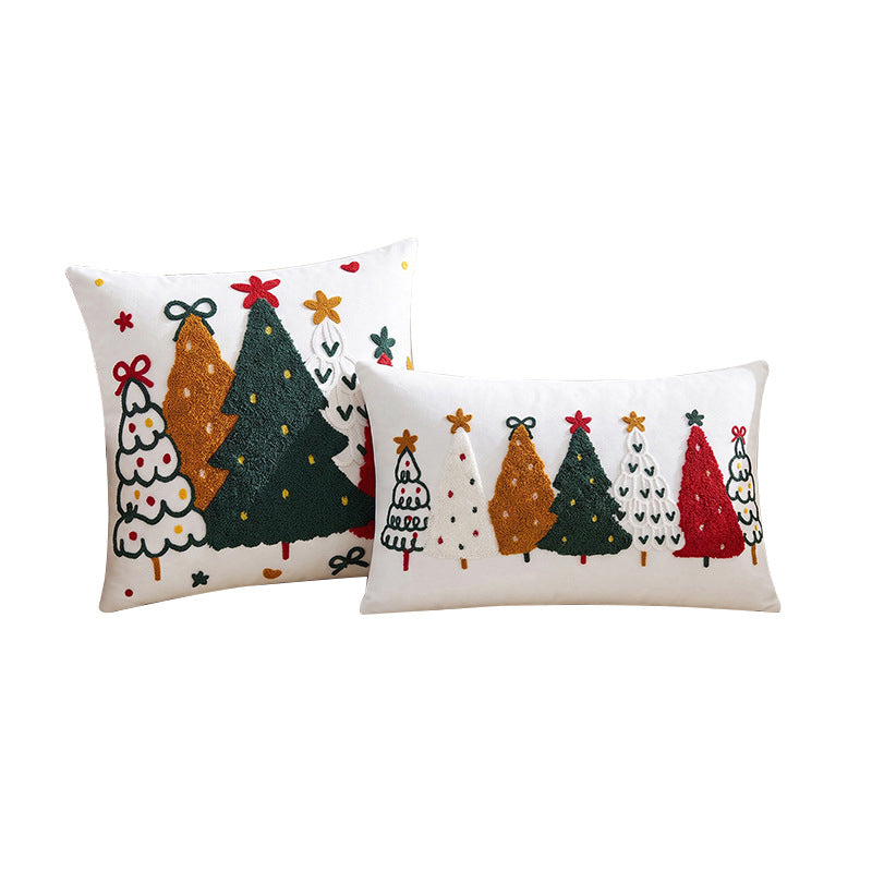 Nordic-style Colorful Christmas Tree Cushion Cover with Filling