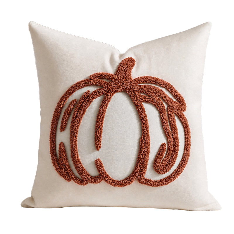 Cream-toned towel embroidery pumpkin throw pillow cover