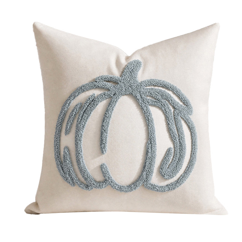 Cream-toned towel embroidery pumpkin throw pillow cover