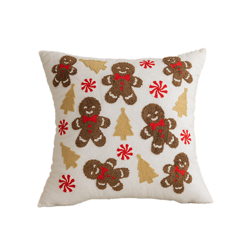 Christmas-themed towel-embroidered throw pillow cover for sofa backrest decoration