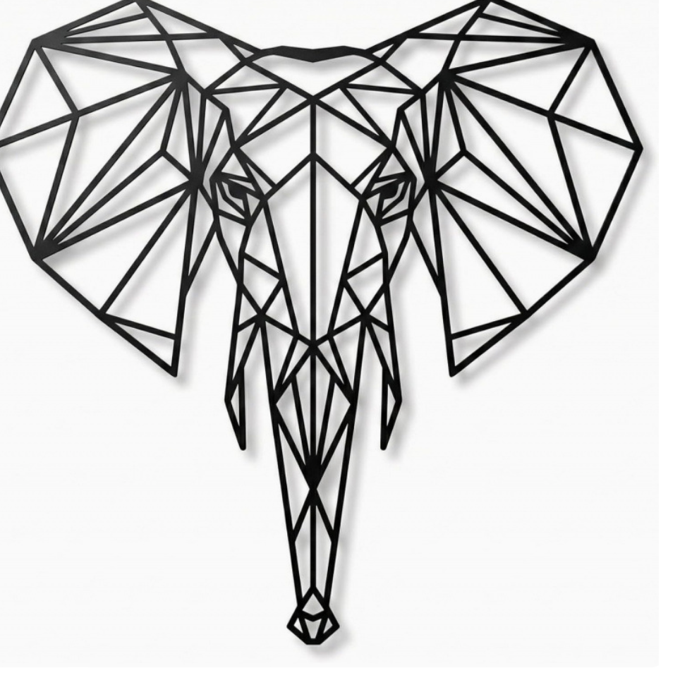Metal Wall Hanging Art Geometric Elephant Head Metal Wall Hanging Decoration Bedroom Living Room Wall Hanging