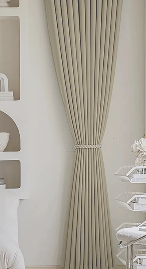 Double-Sided Chenille Curtains Full Blackout Cream Style Minimalist Bed Curtains