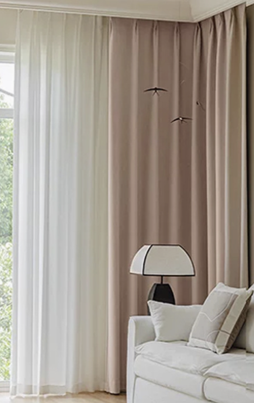 Double-Sided Chenille Curtains Full Blackout Cream Style Minimalist Bed Curtains