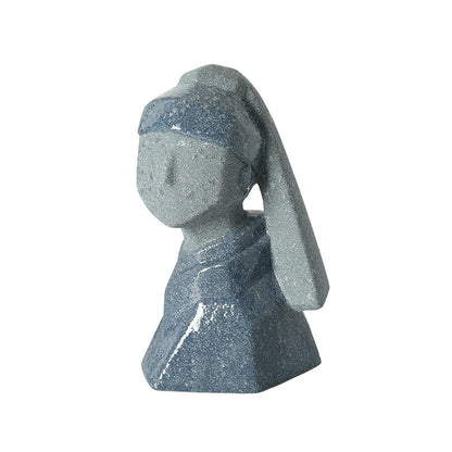 Modern hand-painted abstract figurine in coarse sand ceramic