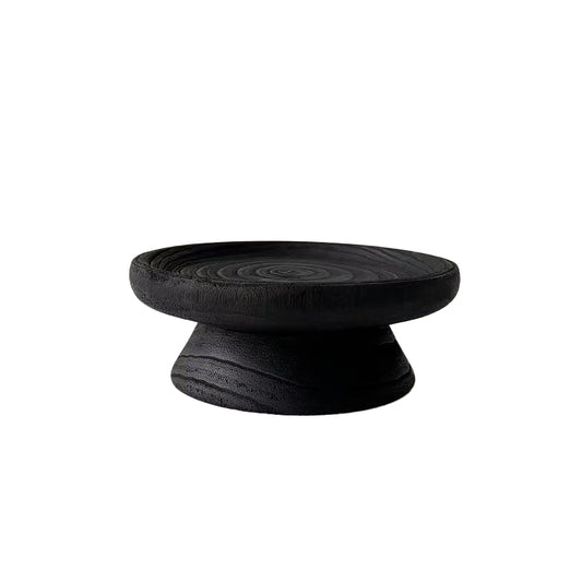 Solid wood black artistic tray ¨C vintage wooden craft piece