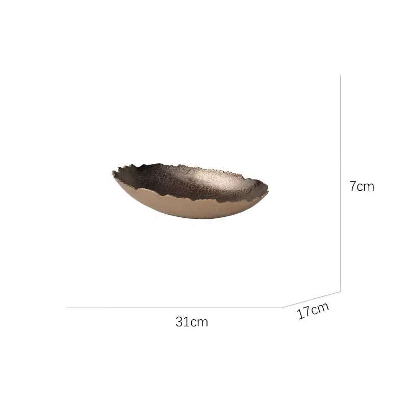 Modern Light-Luxury Oval Decorative Tray with Frayed Edges