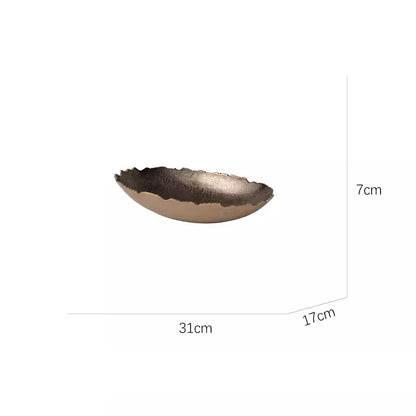 Modern Light-Luxury Oval Decorative Tray with Frayed Edges
