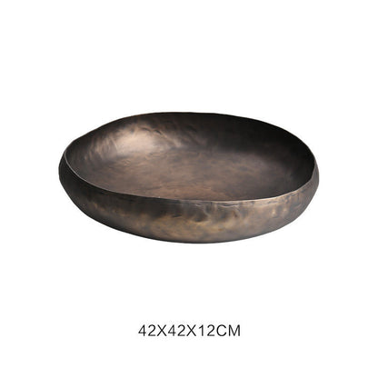 Vintage distressed irregular decorative bowl ¨C showcase piece for living room metal tray decor