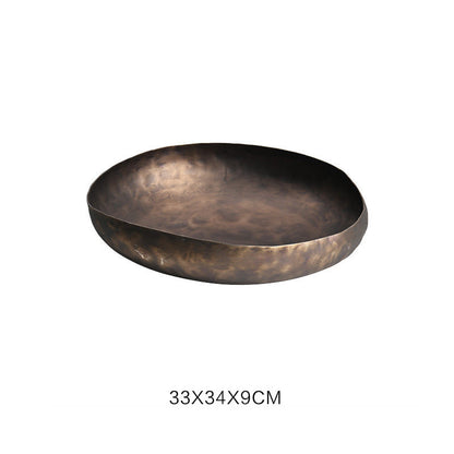 Vintage distressed irregular decorative bowl ¨C showcase piece for living room metal tray decor