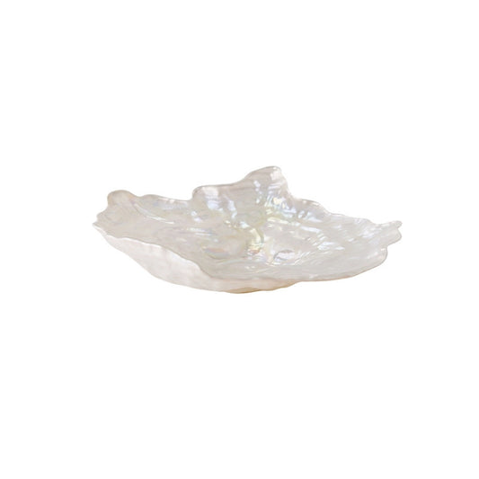 Glass iridescent shell-shaped fruit platter decorative tray