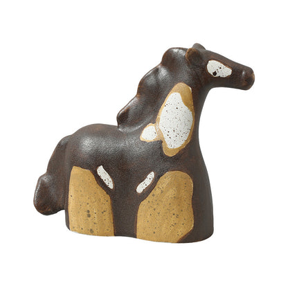Modern Abstract Hand-Painted Pony Ceramic Ornament