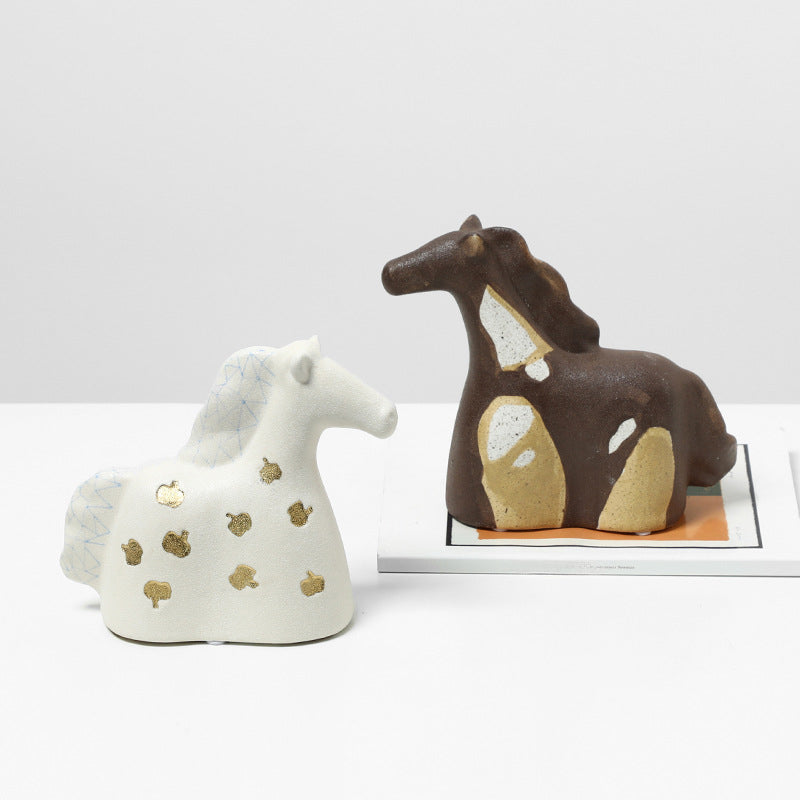 Modern Abstract Hand-Painted Pony Ceramic Ornament