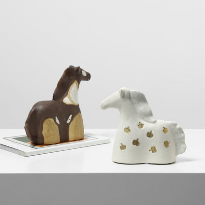 Modern Abstract Hand-Painted Pony Ceramic Ornament