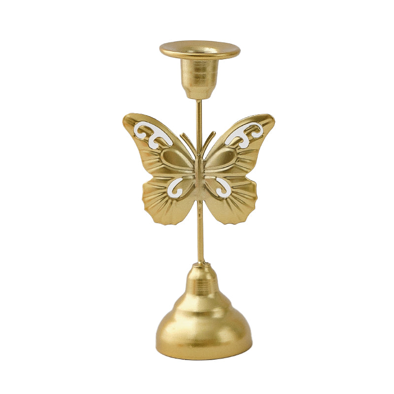 Retro dining table decor: vintage candlelight dinner accessories, minimalist candle holders and ornaments