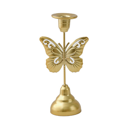 Retro dining table decor: vintage candlelight dinner accessories, minimalist candle holders and ornaments