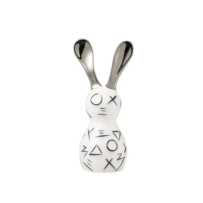 Modern minimalist geometric-patterned long-eared rabbit ceramic decorative piece