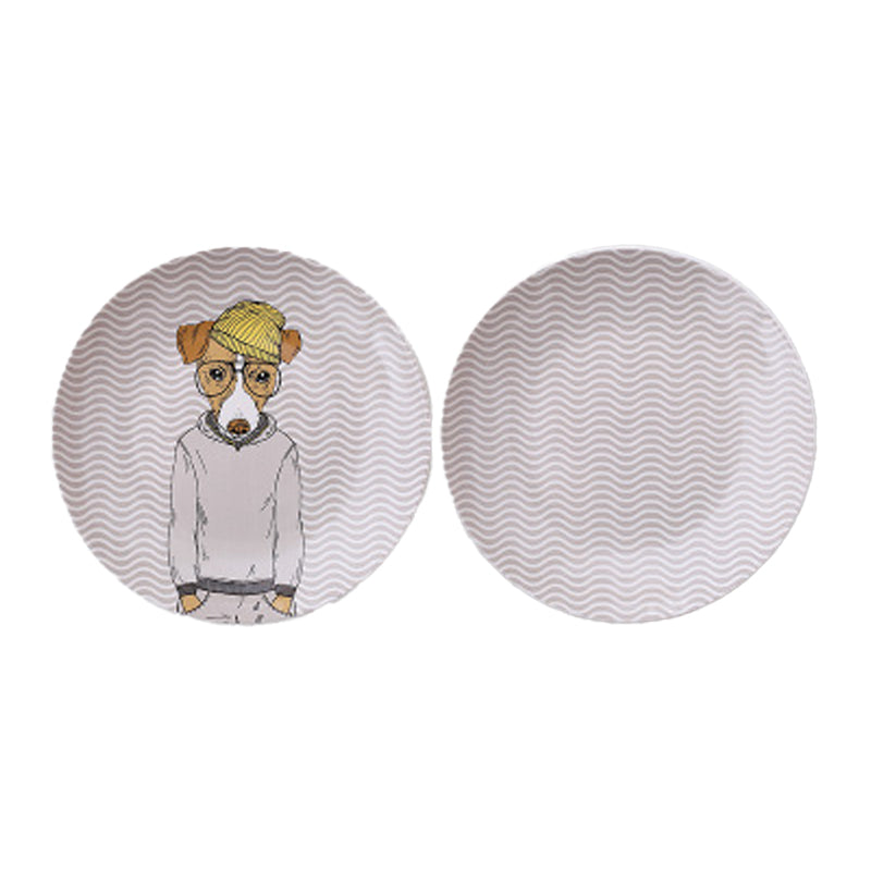 Minimalist cartoon dog wall decoration: ceramic plate decor, hanging plate, wall-mounted plate, and wall decoration background