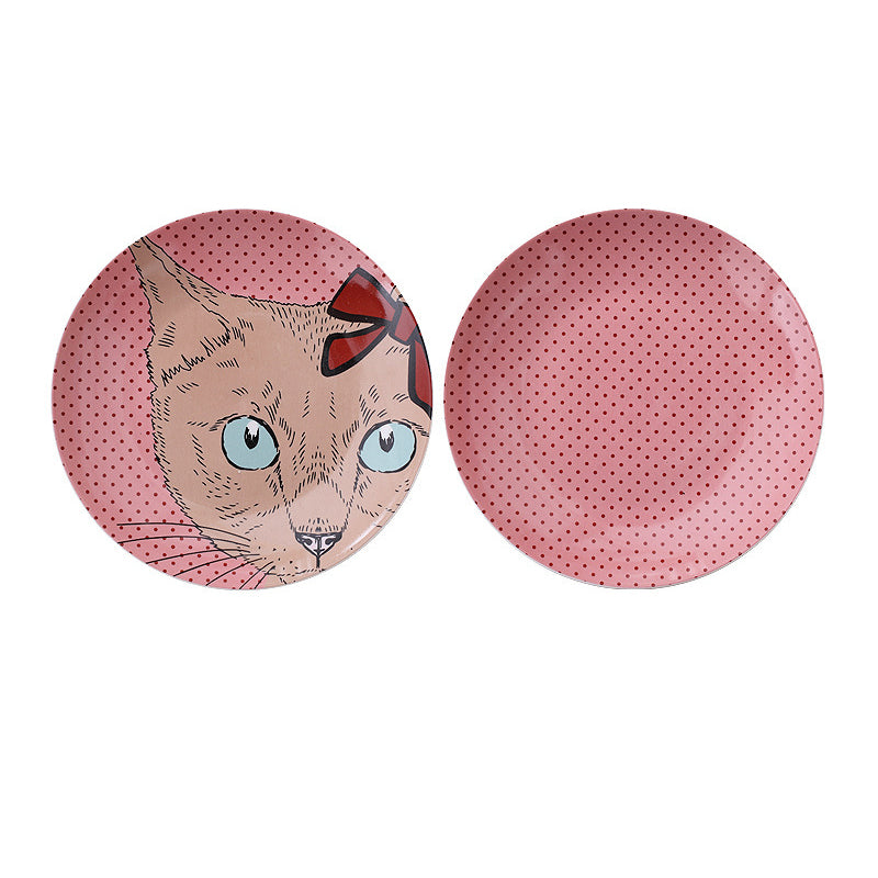 Minimalist cartoon cat wall decoration ¨C ceramic plate decor, wall-mounted display plate, wall art background