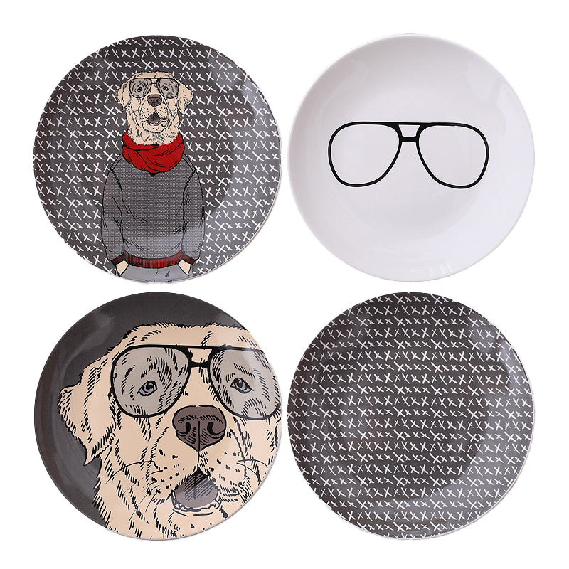 Minimalist cartoon dog wall decor; ceramic decorative tray; wall accent background panel