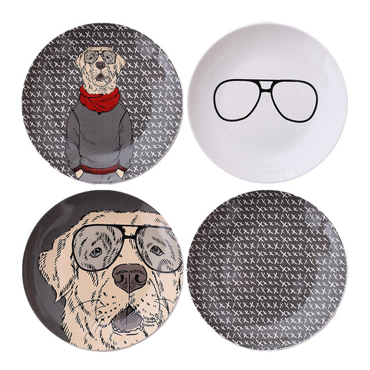 Minimalist cartoon dog wall decor; ceramic decorative tray; wall accent background panel