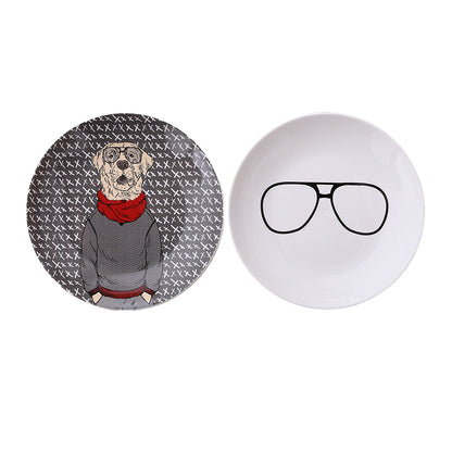 Minimalist cartoon dog wall decor; ceramic decorative tray; wall accent background panel