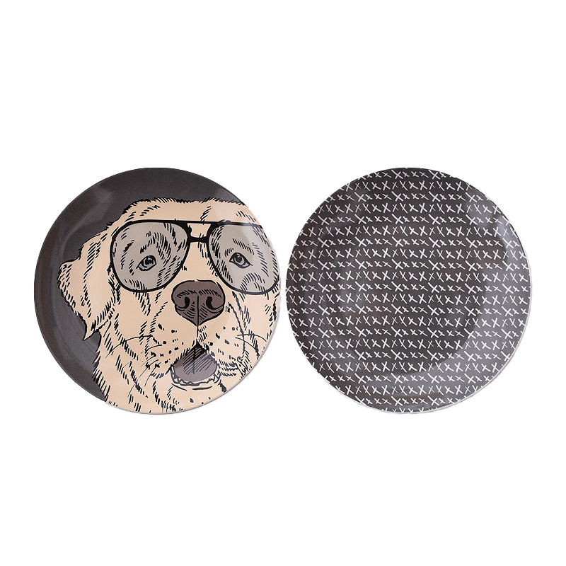 Minimalist cartoon dog wall decor; ceramic decorative tray; wall accent background panel