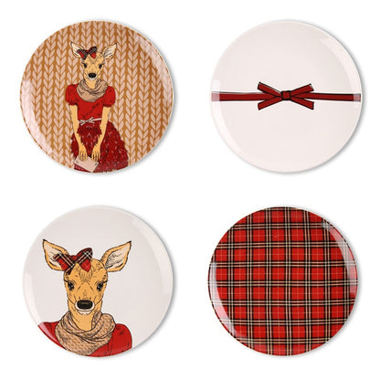 Simple cartoon deer wall decoration: ceramic plate, hanging display plate, wall-mounted ornament
