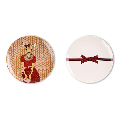 Simple cartoon deer wall decoration: ceramic plate, hanging display plate, wall-mounted ornament