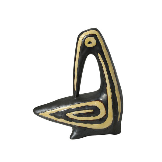 Modern abstract hand-painted bird-shaped ceramic decorative piece