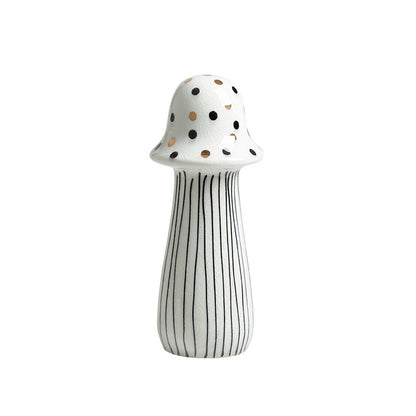 Modern hand-painted ceramic polka-dot mushroom decorative piece
