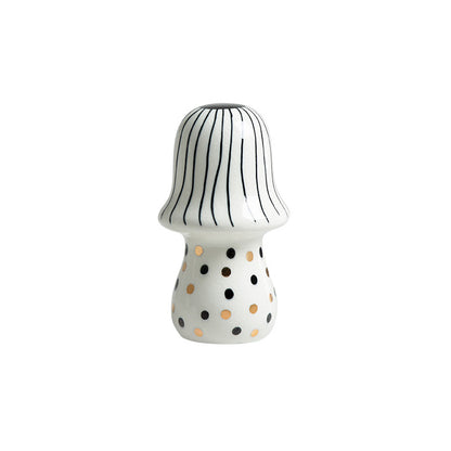 Modern hand-painted ceramic polka-dot mushroom decorative piece