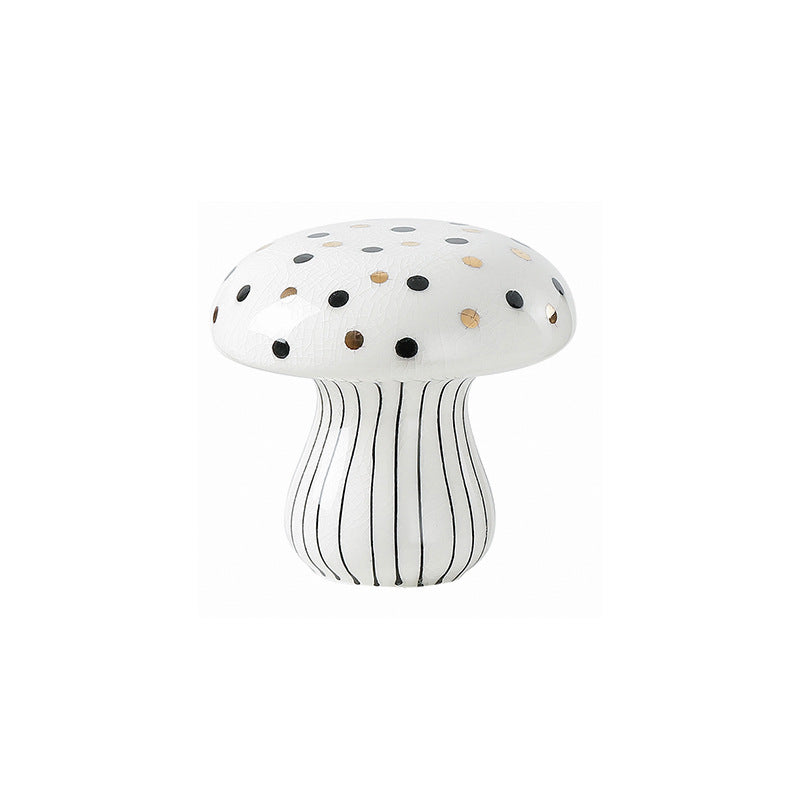 Modern hand-painted ceramic polka-dot mushroom decorative piece