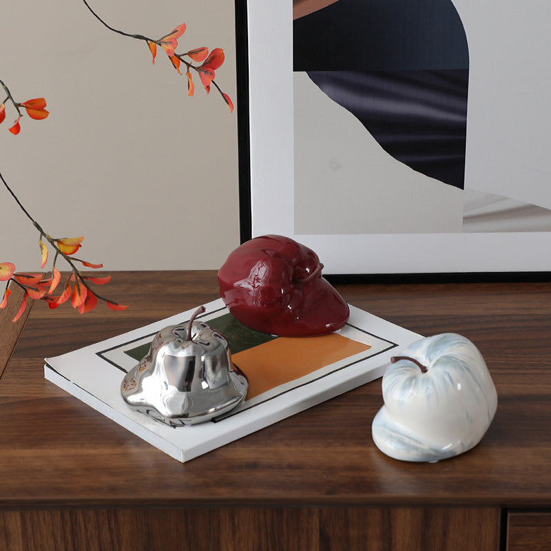 Abstract and whimsical apple ceramic ornament