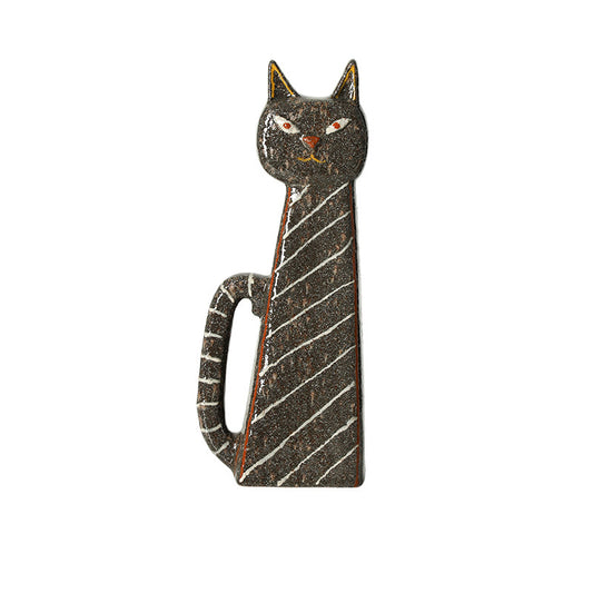 Modern Abstract Hand-drawn Striped Cat Ceramic Decorative Piece