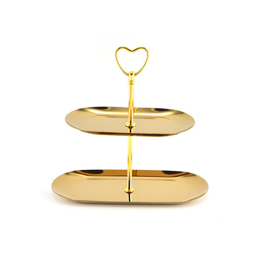 Stainless steel oval decorative snack stand in a light luxury style