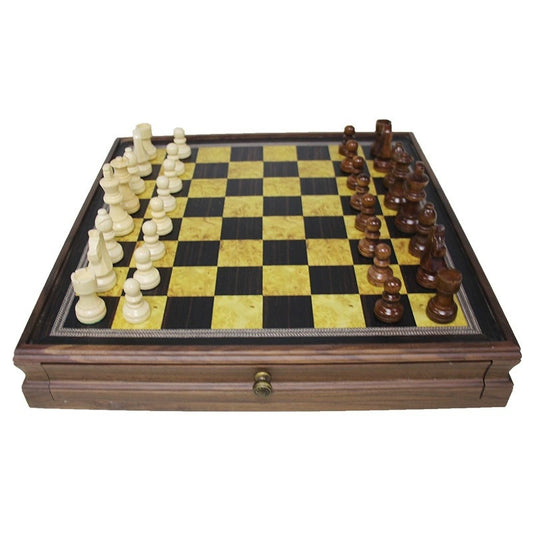 Solid Wood Chess Set with Drawers and Magnetic Chess Box