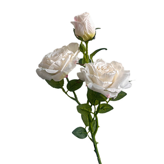 Single-stem 3-lobed rose with charred edges ¨C French-style artificial flower