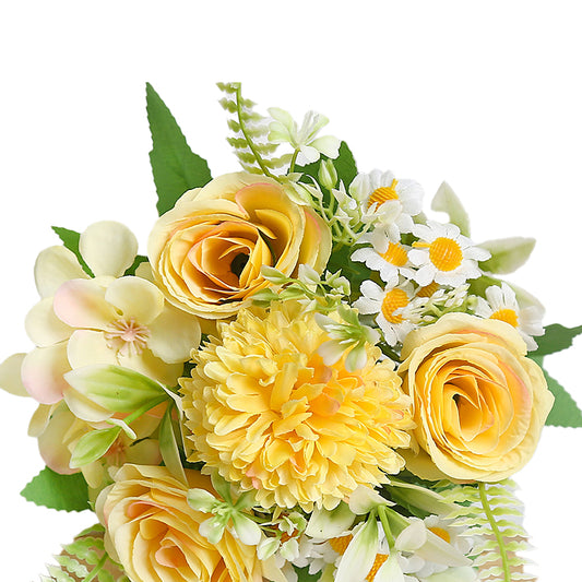 Artificial Daisies and Spring-Scented Rose Bouquet