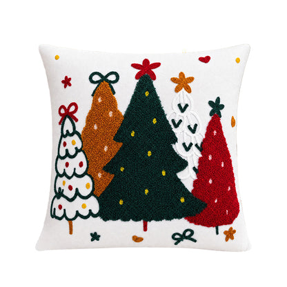 Nordic-style Colorful Christmas Tree Cushion Cover with Filling