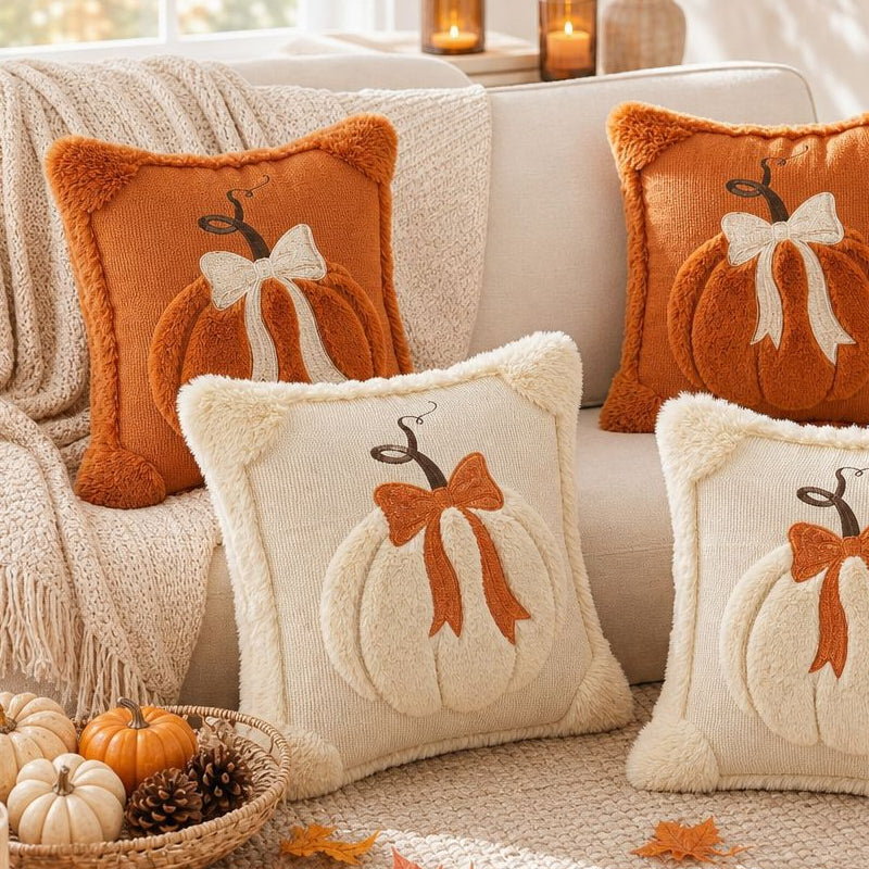Pumpkin-shaped throw pillow cover & Thanksgiving-themed sofa decorative cushion cover