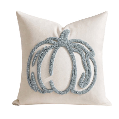 Cream-toned towel embroidery pumpkin throw pillow cover