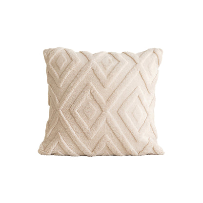 Diamond-patterned plush cushion cover ¨C modern minimalist designԼ