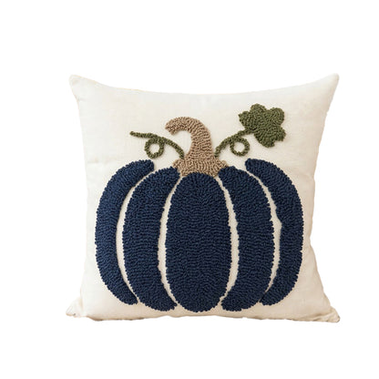 Towel-embroidered pumpkin throw pillow cover, Thanksgiving cushion