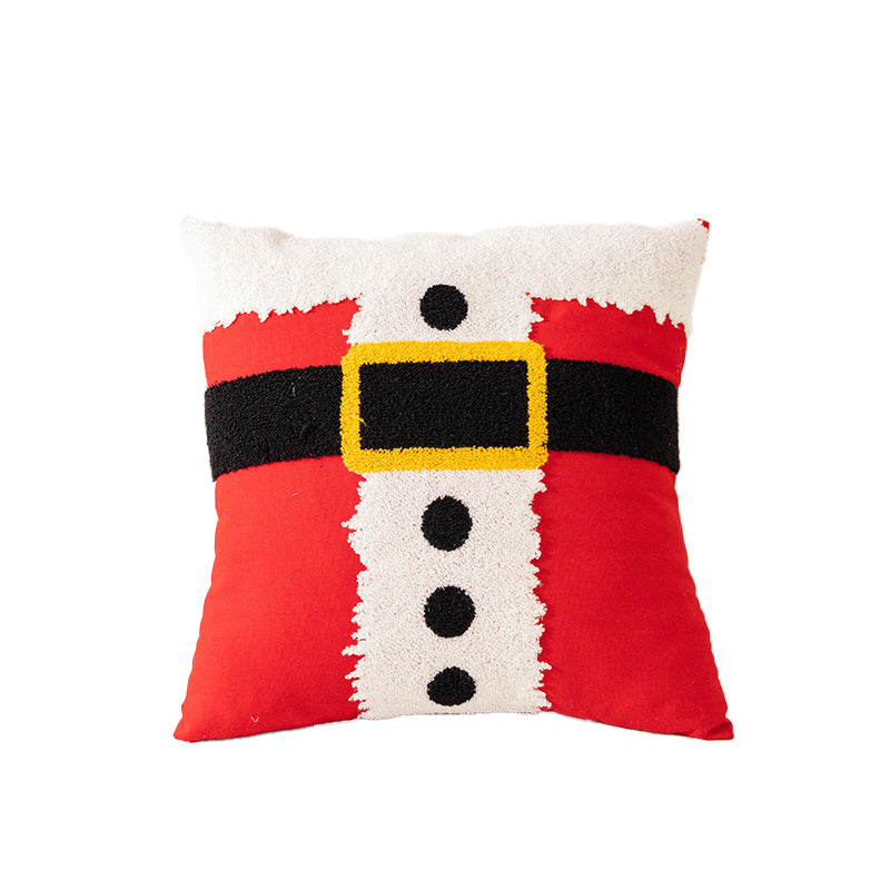 Christmas-themed towel-embroidered throw pillow cover for sofa backrest decoration