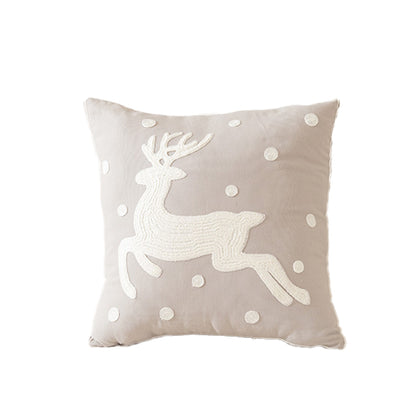 Christmas-themed towel-embroidered throw pillow cover for sofa backrest decoration