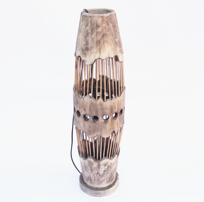 handmade woven solid wood craft floor lamp